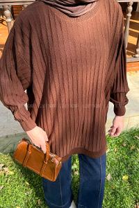 Bitter Brown Neckband Knitwear Tunic