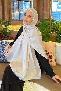 Lamelif F Desen Janjan Jakar Şal Gümüş Gri