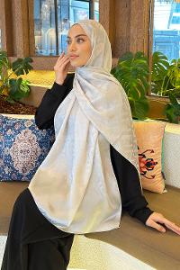 Lamelif F Desen Janjan Jakar Şal Gümüş Gri