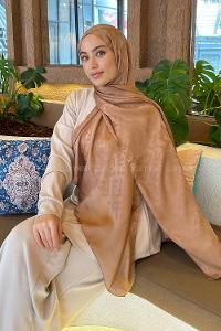 Lamelif F Desen Janjan Jakar Şal Sütlü Kahve