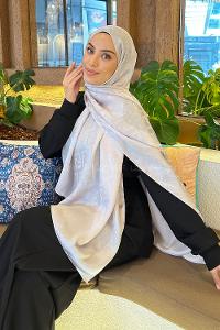 Lamelif F Desen Janjan Jakar Şal Taş Gri