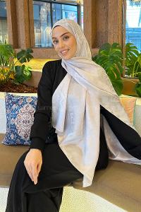 Lamelif F Desen Janjan Jakar Şal Taş Gri