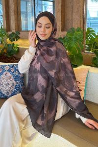 Lamelif Flora Garden Desen Bambu Şal Acı Kahve