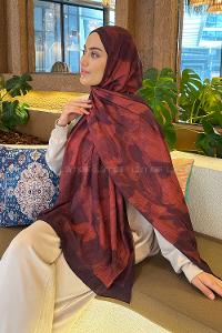 Lamelif Flora Garden Desen Bambu Şal Bordo