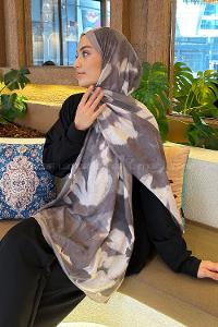 Lamelif Flora Garden Desen Bambu Şal Füme