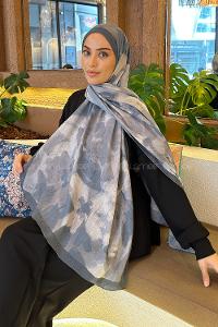 Lamelif Flora Garden Desen Bambu Şal Gri