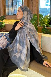 Lamelif Flora Garden Desen Bambu Şal Gri