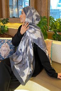 Lamelif Flora Garden Desen Bambu Şal İndigo