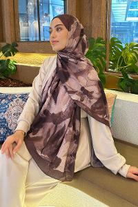 Lamelif Flora Garden Desen Bambu Şal Kahverengi