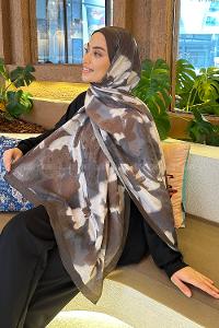 Lamelif Flora Garden Desen Bambu Şal Koyu Yeşil