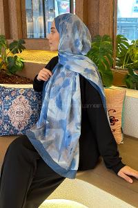 Lamelif Flora Garden Desen Bambu Şal Mavi