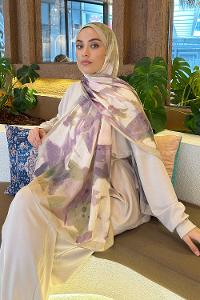 Lamelif Flora Garden Desen Bambu Şal Mint Yeşili