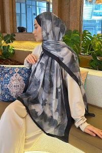 Lamelif Flora Garden Desen Bambu Şal Siyah