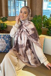 Lamelif Flora Garden Desen Bambu Şal Vizon