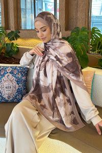 Lamelif Flora Garden Desen Bambu Şal Vizon