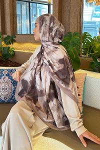 Lamelif Flora Garden Desen Bambu Şal Vizon