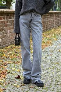 Gray Denim Normal Waist Denim Pants