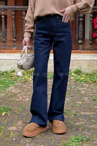 Dark Blue Denim Normal Waist Denim Pants