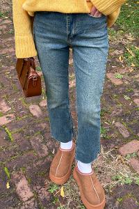 Lamelif Kesik Paça Fit Jean Mavi Yıkama