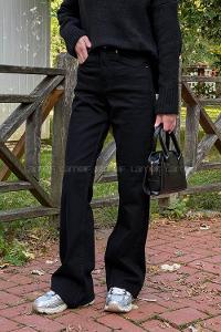 Black Denim Normal Waist Denim Pants