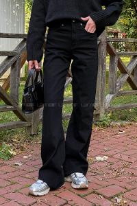 Black Denim Normal Waist Denim Pants