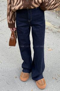 Dark Blue Denim Normal Waist Denim Pants