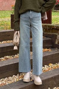 Lamelif Kesik Paça Jean Mavi Yıkama