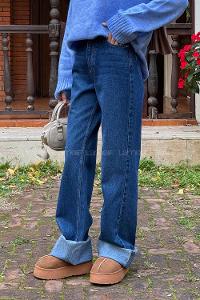 Dark Blue Denim High Waist Denim Pants