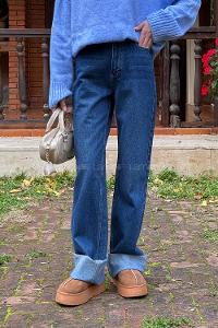 Dark Blue Denim High Waist Denim Pants