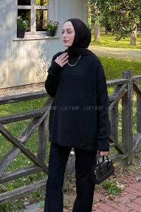 Lamelif Salaş Dokulu Kazak Siyah