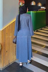 Lamelif Balon Kol Krinkıl Etek Tesettür Takım Antrasit