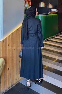 Lamelif Broş Detaylı Etekli Takım Siyah