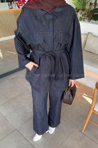 Lamelif Kot İkili Takım Kot Mavisi