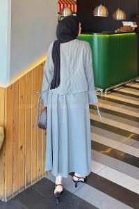 Lamelif Takma Manşet Biye Detaylı İkili Takım Haki