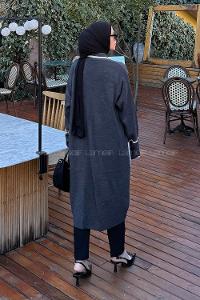 Gray V Neck Long Arm Acrylic Knitwear Cardigan