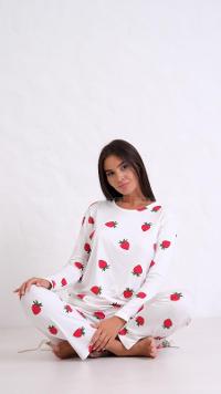 White-24 Crew Neck Long Arm Without Accessories Combed Fabric Regular Trousers Comfortable Suit