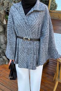 Lamelif Kemerli Panço Koyu Gri