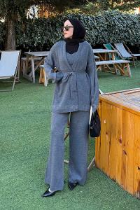 Lamelif Üçlü Triko Takım Antrasit