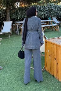 Lamelif Üçlü Triko Takım Antrasit