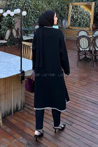 Lamelif Uzun Tesettür Hırka Siyah