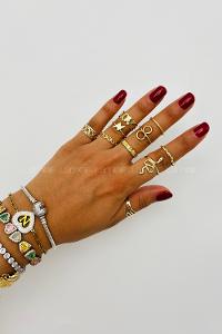 Lamelif Gold 10lu Kombin Yılan Yüzük Seti