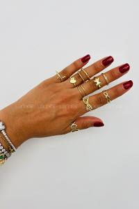 Lamelif Gold 11li Kombin Kurdele Yüzük Seti