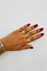 Lamelif Gold 7li Kombin Love Yüzük Seti