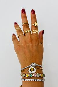 Lamelif Gold 7li Kombin Yıldız Yüzük Seti