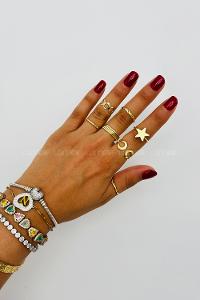 Lamelif Gold 7li Kombin Yıldız Yüzük Seti