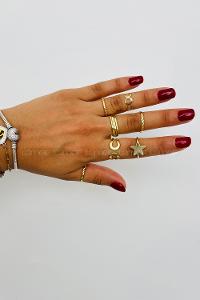 Lamelif Gold 7li Kombin Yıldız Yüzük Seti