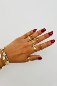 Lamelif Gold 7li Kombin Yıldız Yüzük Seti