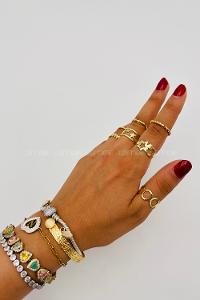 Lamelif Gold 7li Kombin Yıldız Yüzük Seti