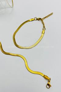 Lamelif Gold Çelik İtalyan Zincir Bileklik