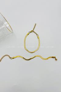 Lamelif Gold Çelik İtalyan Zincir Bileklik